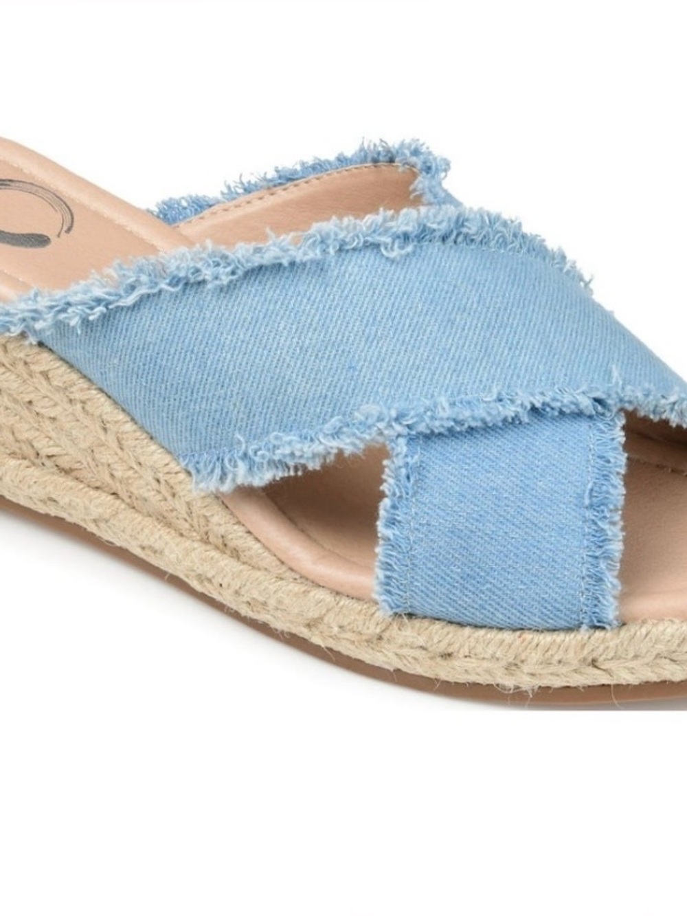 Women's Light Blue Denim Espadrille Wedge Slides